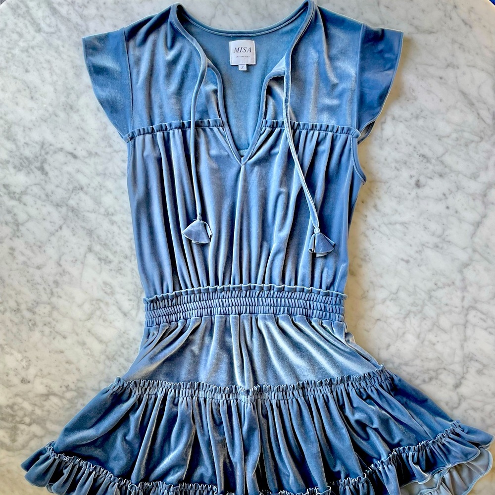 Misa beautiful blue velvet dress. Size S